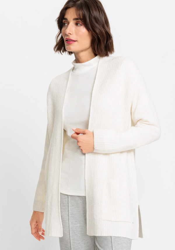 Cotton Blend Long Sleeve Open Front Cardigan