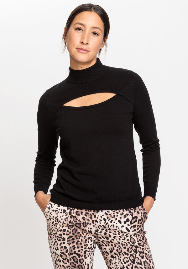 Long Sleeve Peekaboo Mock Neck - Olsen Fashion Canada