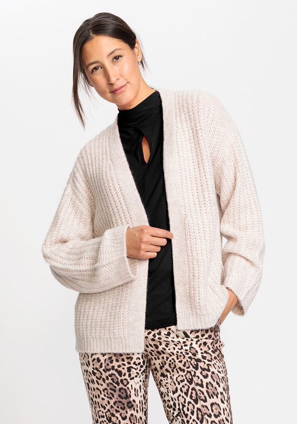 Long Sleve Chunky Knit Open Front Cardigan - Olsen Fashion Canada