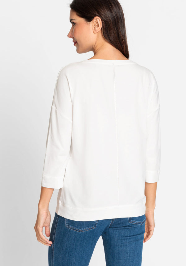 Cotton Blend 3/4 Sleeve Pullover - Olsen Fashion Canada