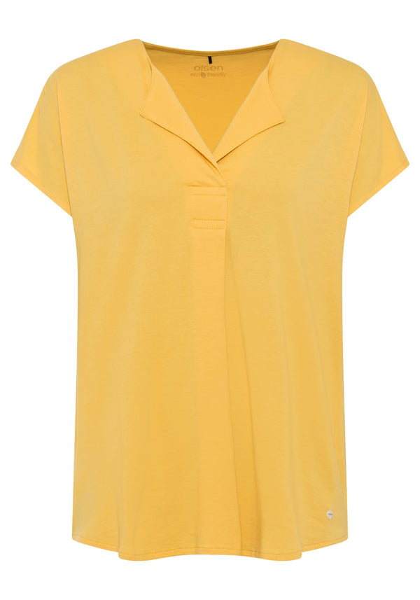 Cotton Blend Short Dolman Sleeve V-neck T-Shirt containing TENCEL™ Modal