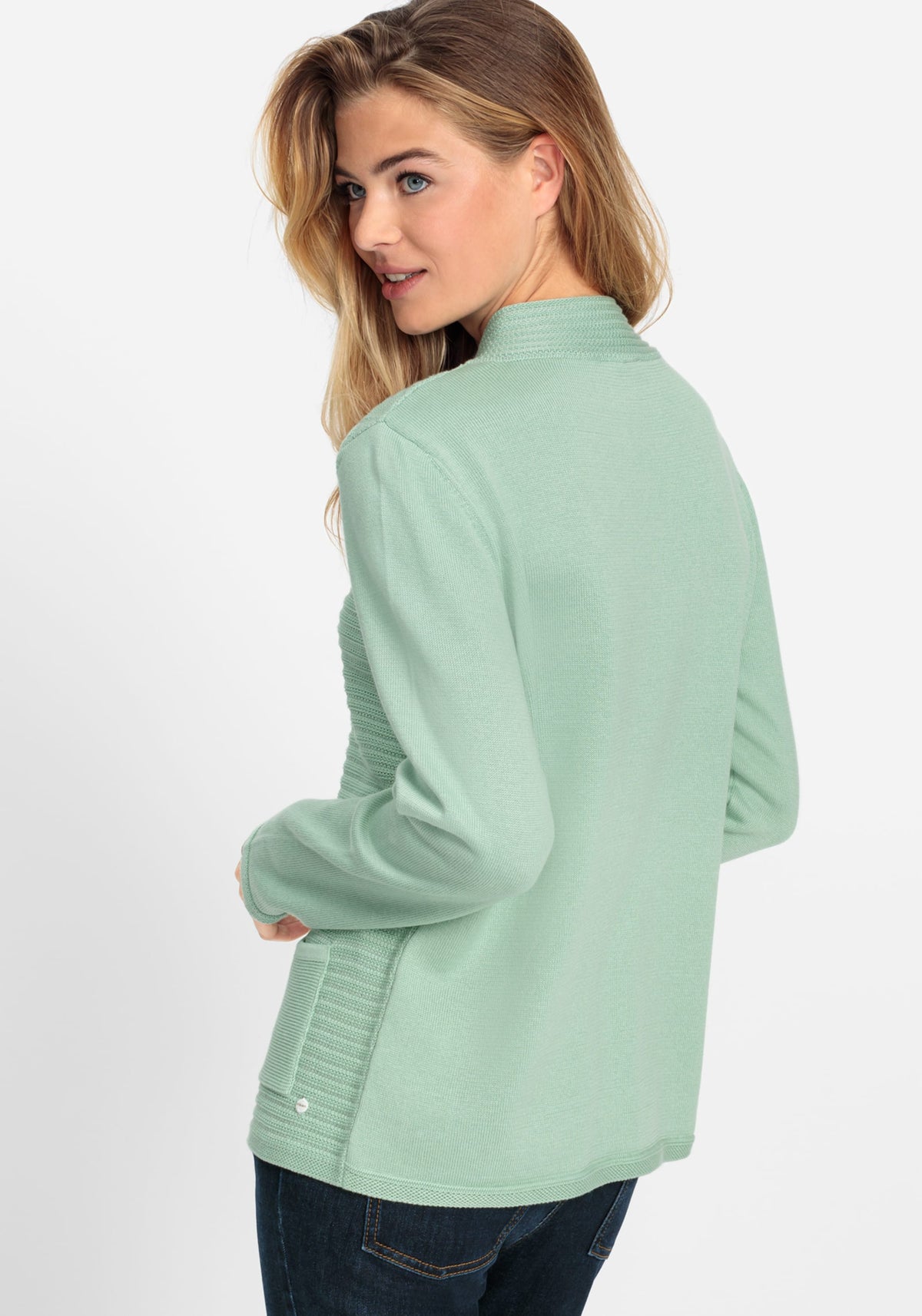 Rib Knit Zip Front Mock Neck Cardigan