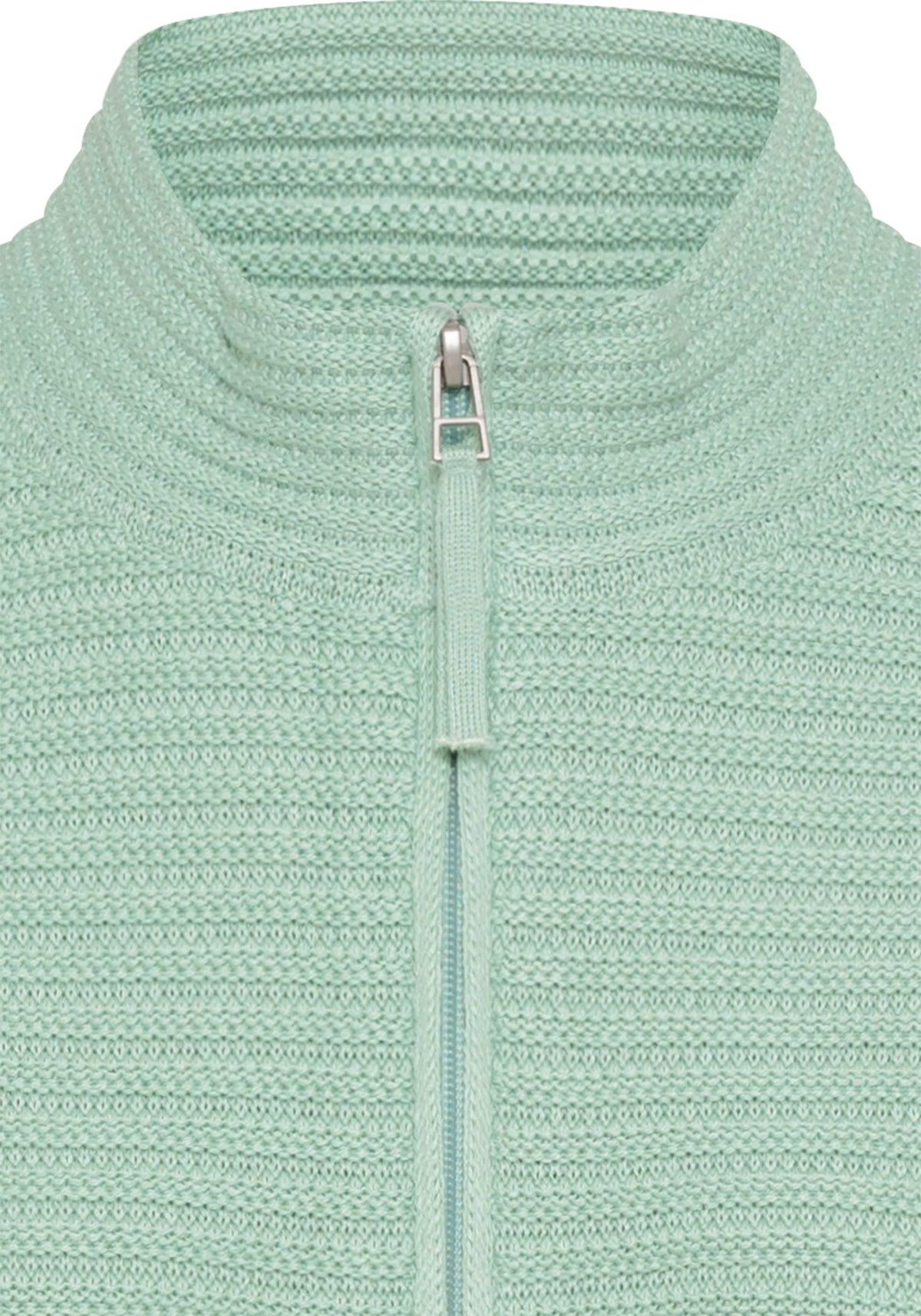 Rib Knit Zip Front Mock Neck Cardigan