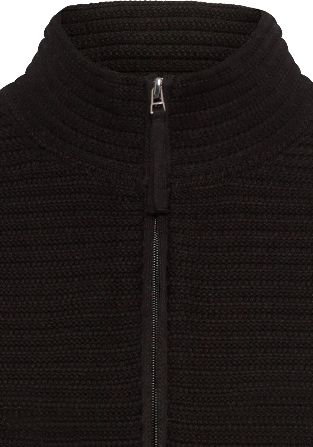 Rib Knit Zip Front Mock Neck Cardigan