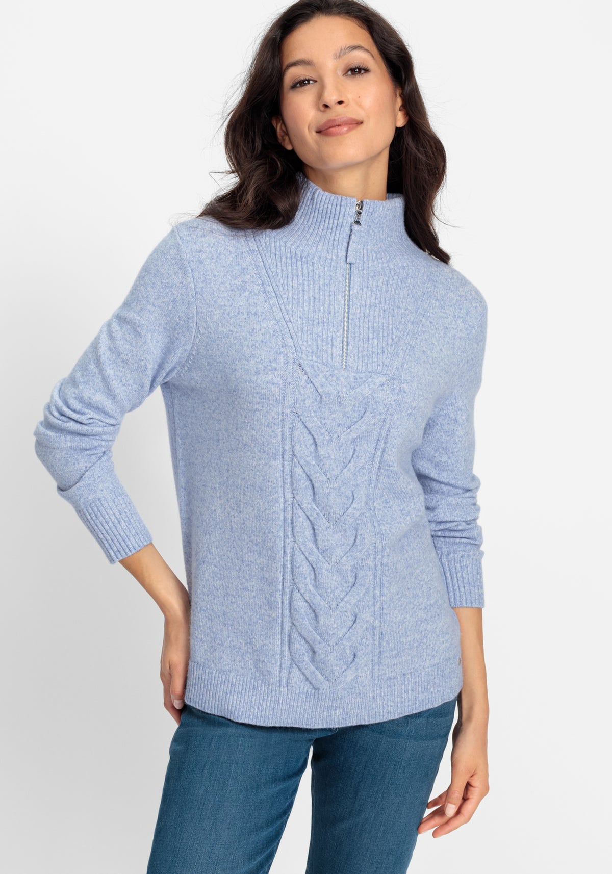 Pull en maille torsadée 1/4 zip