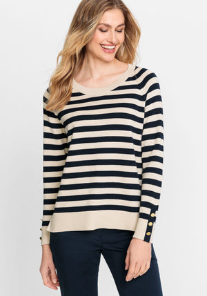 Long Sleeve Stripe Mock Neck Sweater Dress - Olsen Fashion Canada
