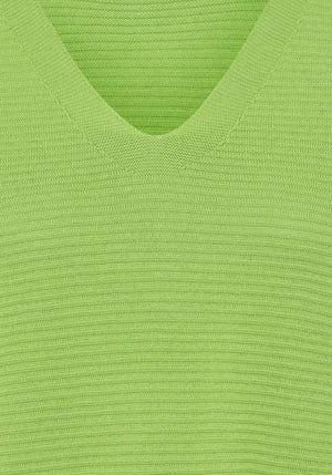 Cotton Blend 3/4 Sleeve Ribbed V-Neck Pullover - Olsen Fashion Canada