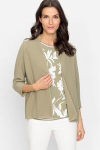 100% Cotton 3/4 Sleeve Open Front Cropped Cardigan