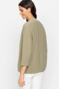 100% Linen 3/4 Sleeve Dress with Rolled Sleeve Tab Detail