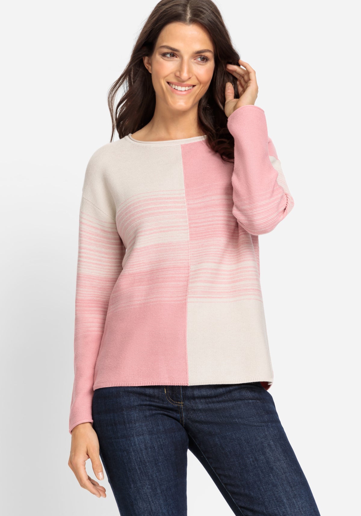 Cotton Blend Ribbed Knit Sweater