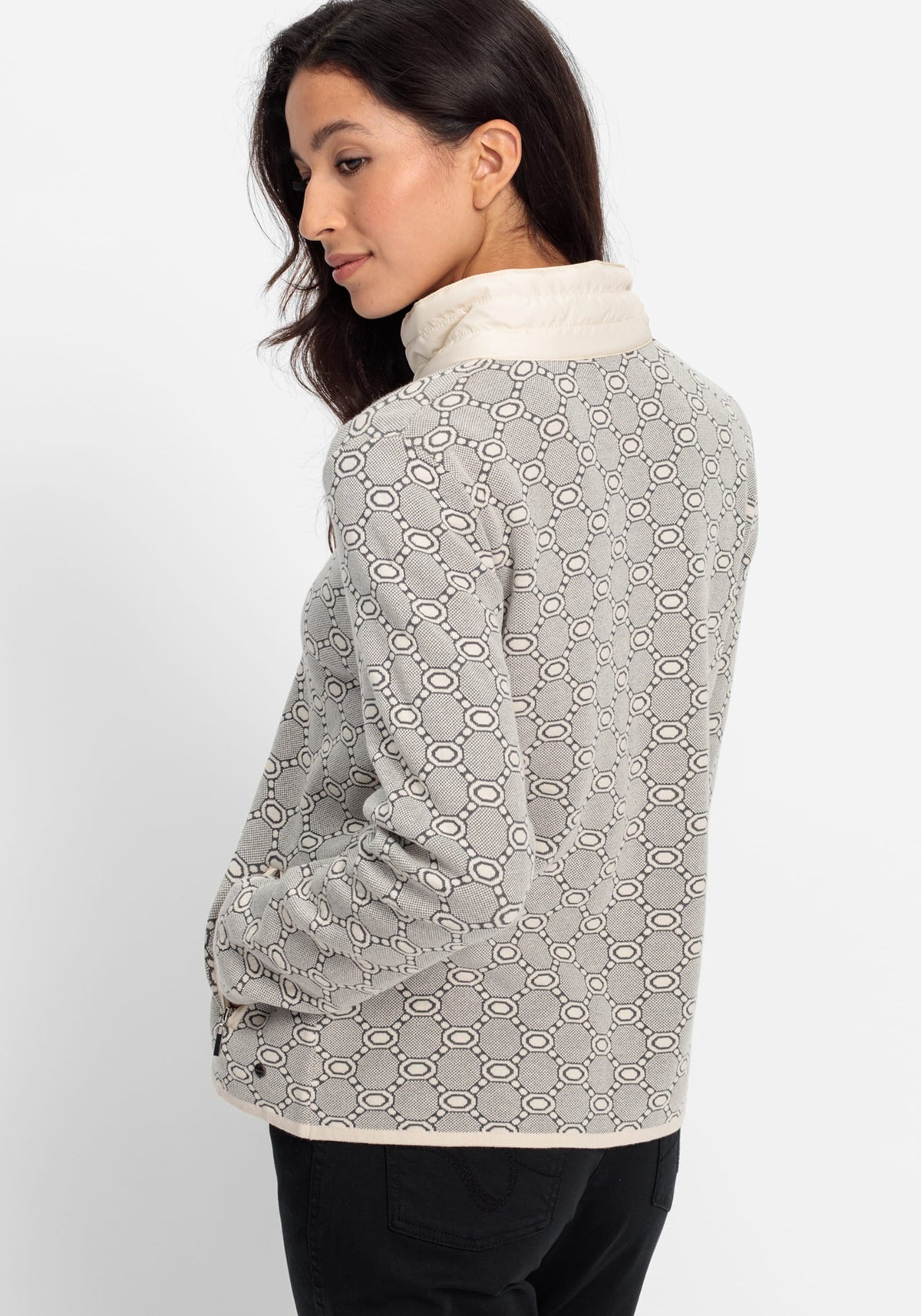 Cardigan zippé en matières mixtes