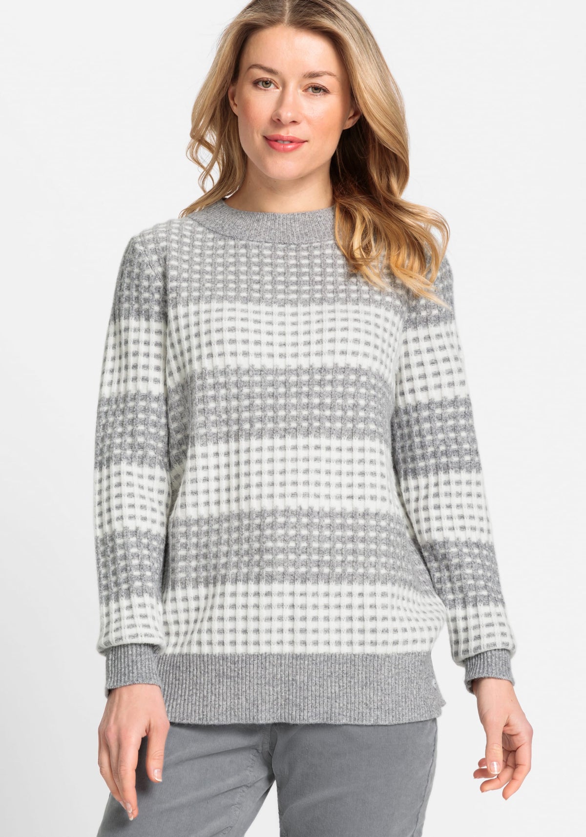 Long Sleeve Grid Stitch Sweater