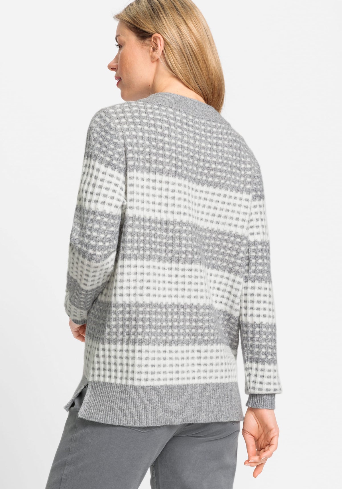 Long Sleeve Grid Stitch Sweater