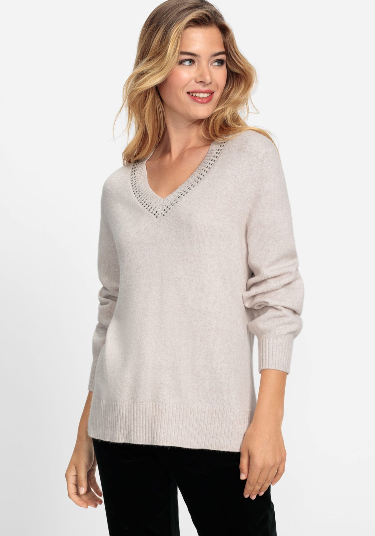 Embellished V-Neck Pullover