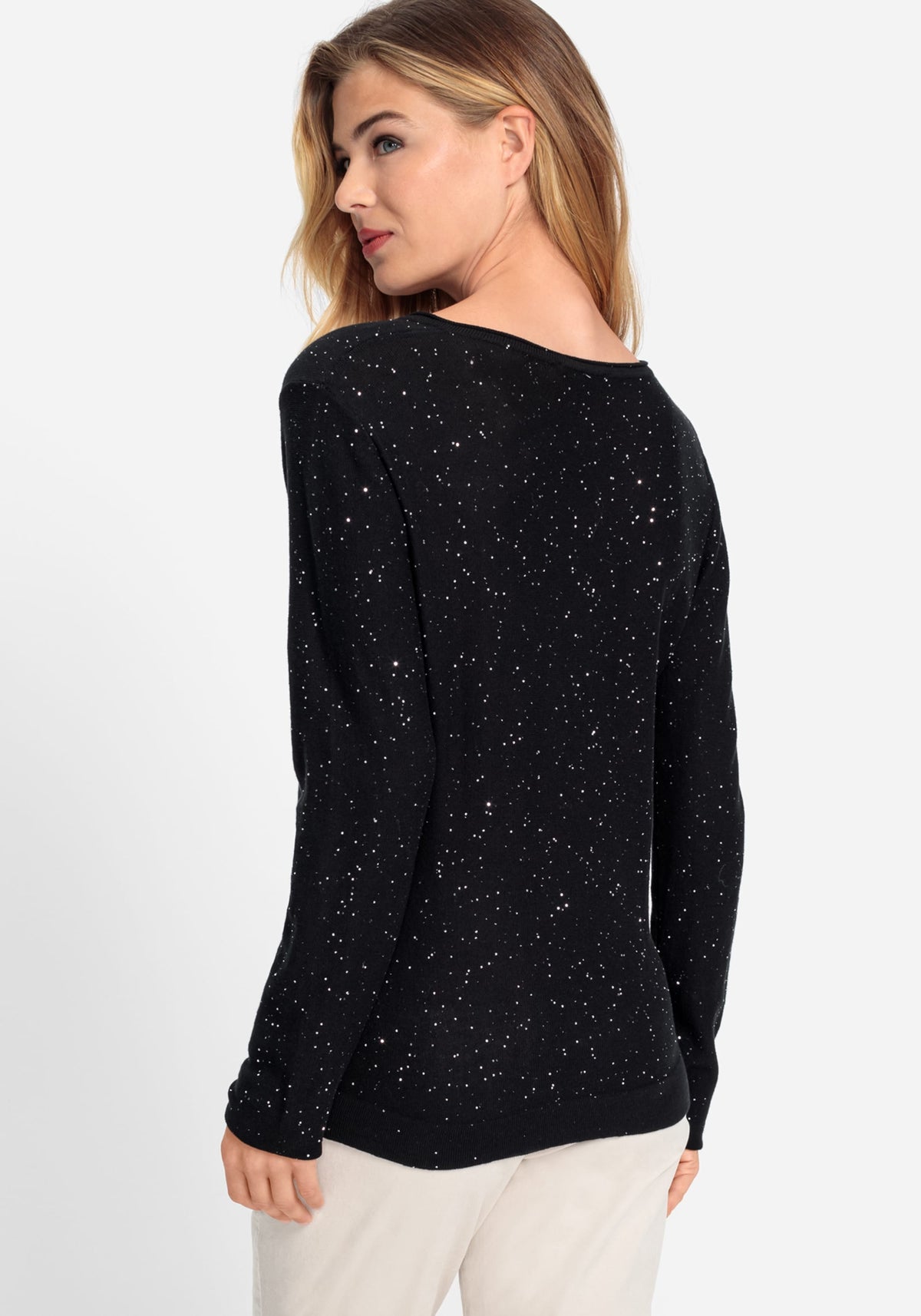 Allover Sparkle V-Neck Pullover