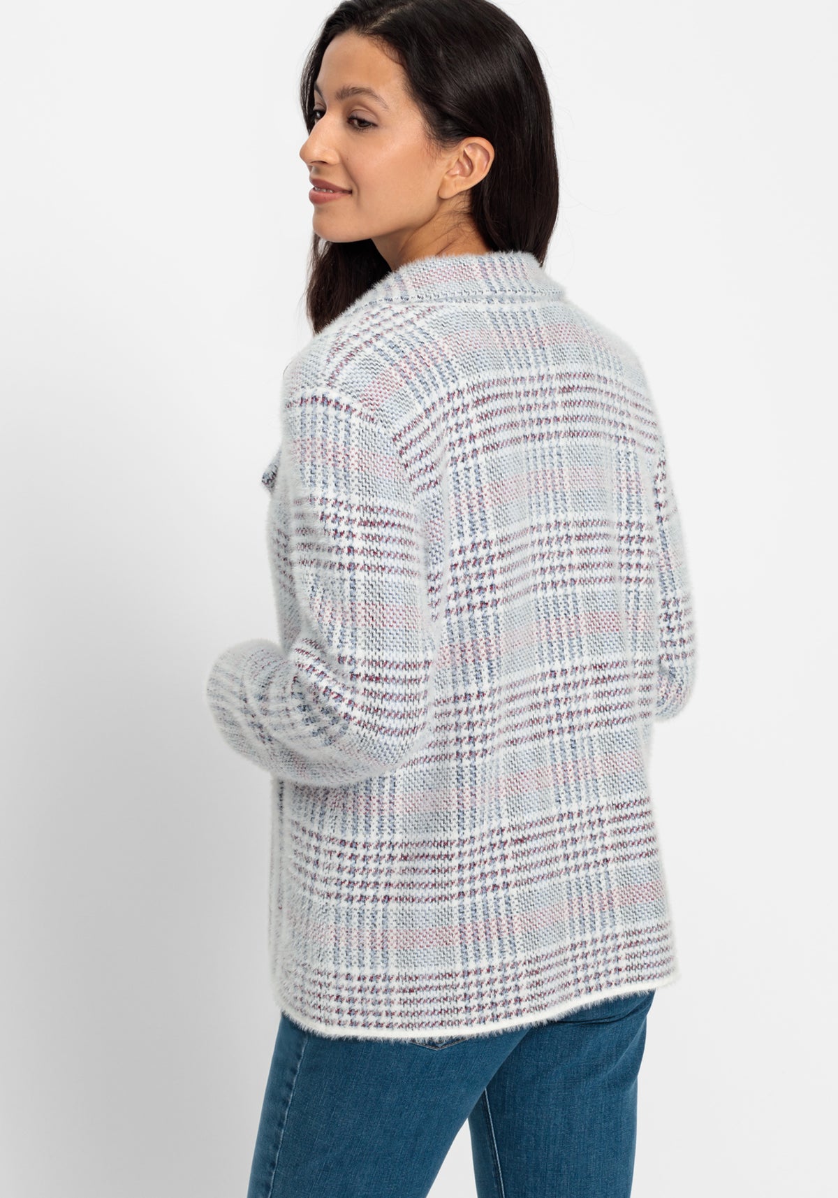 Plaid Caban Sweater Jacket