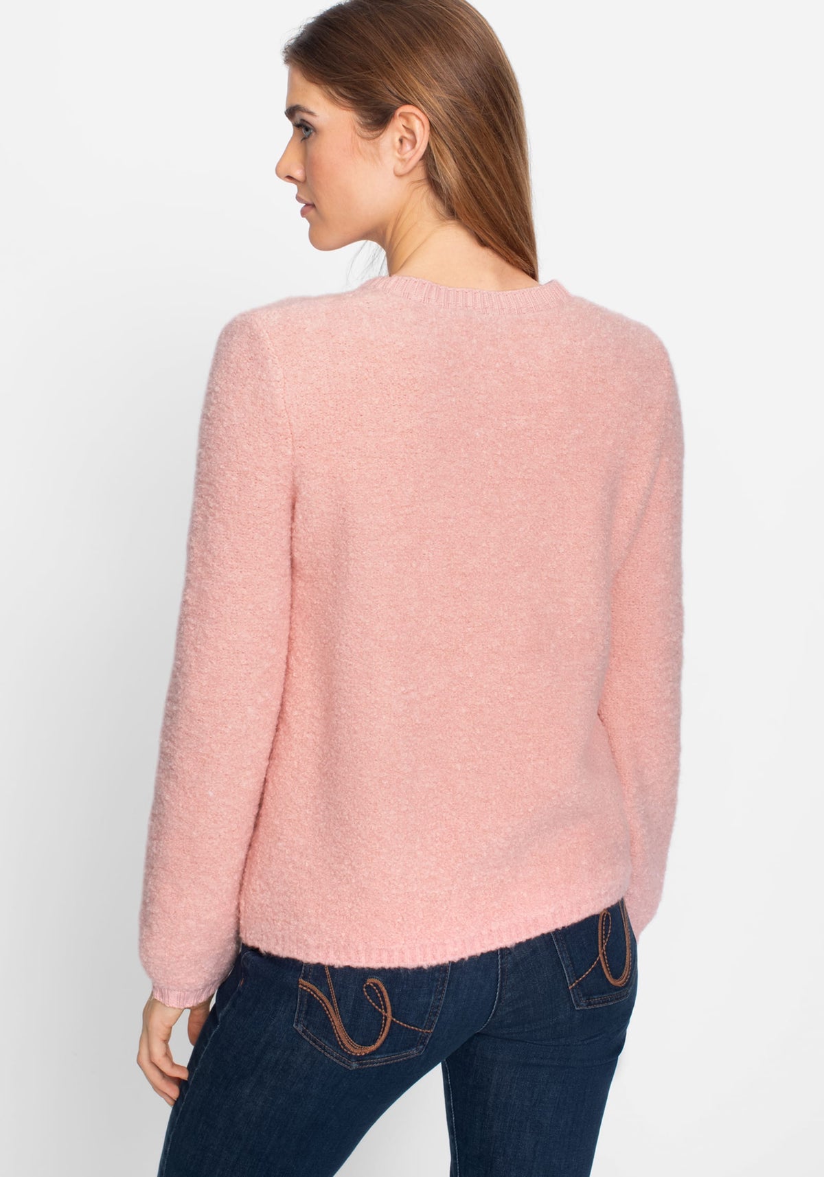 Pull col bateau en tricot bouclé