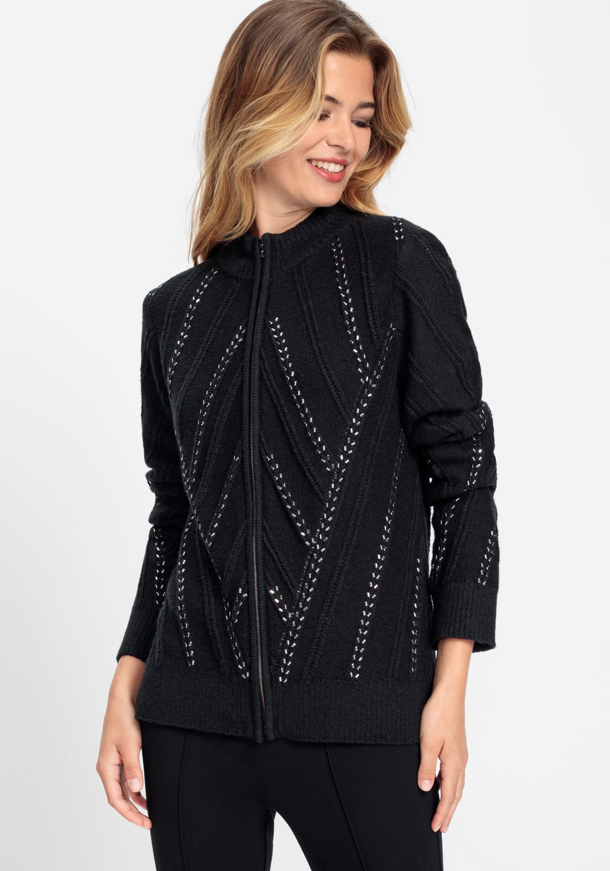 Cardigan zippé avec ornements