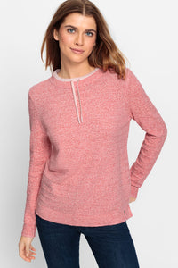 Drawstring Neck Mélange Sweater