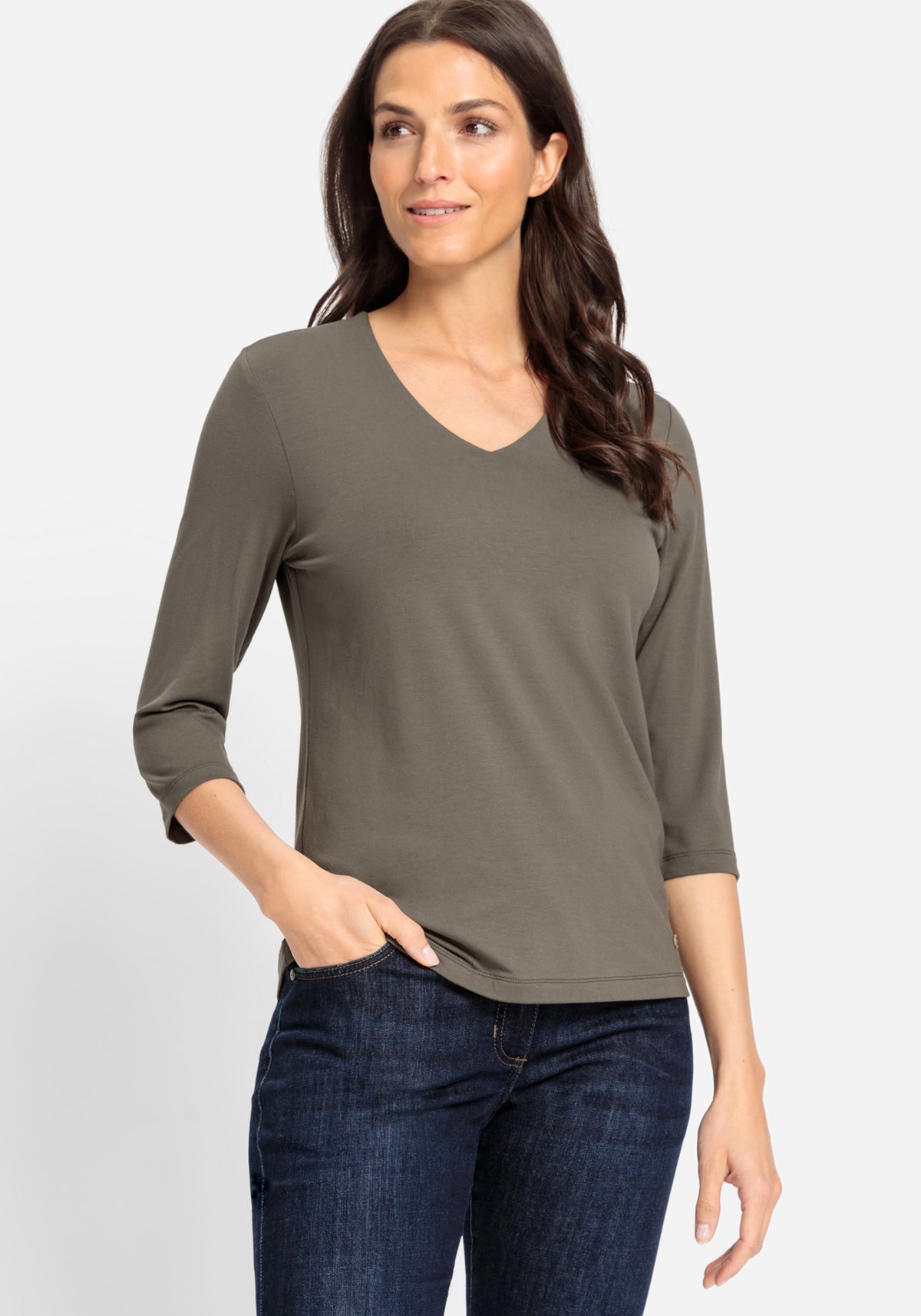 Viscose Blend V-Neck T-Shirt