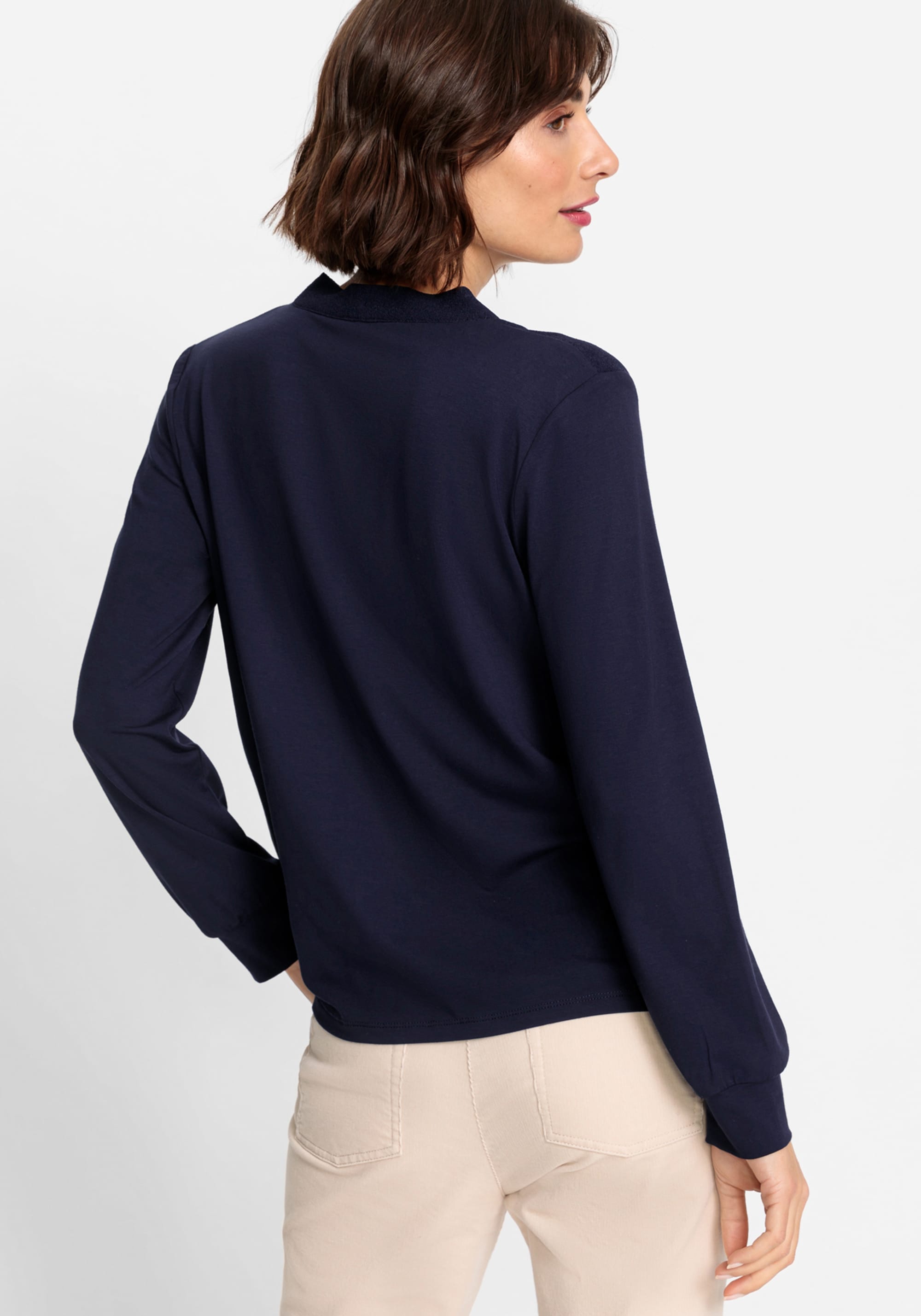 Long Sleeve Mixed Media V-Neck T-Shirt - Olsen Fashion Canada