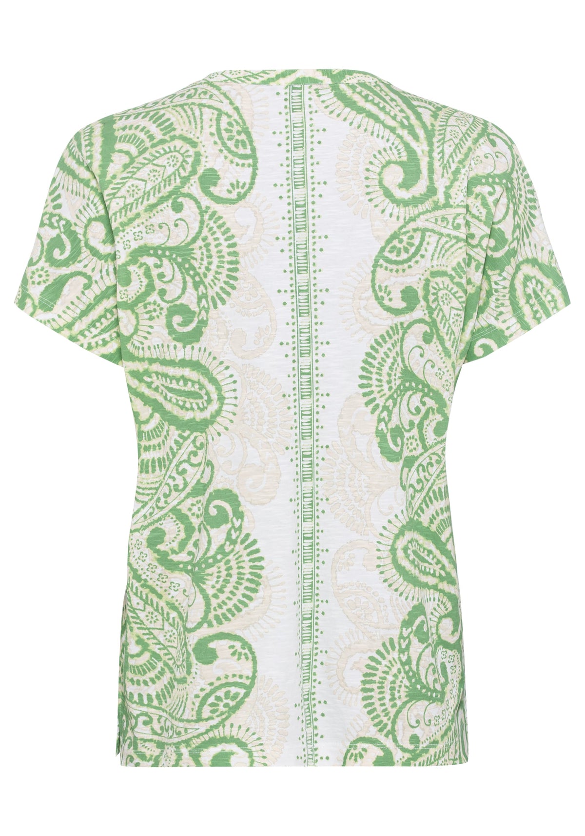 100% Cotton Short Sleeve Paisley Print Split Neck T-Shirt