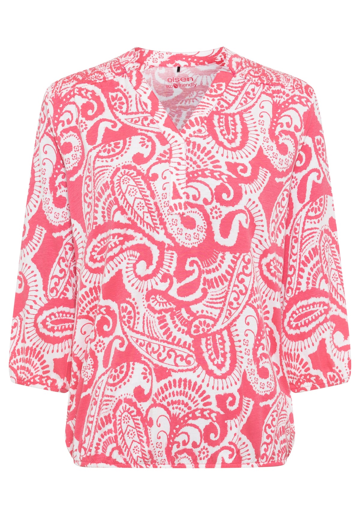 Tee-shirt tunique à manches 3/4 en coton mélangé à imprimé Paisley contenant du TENCEL™ Modal