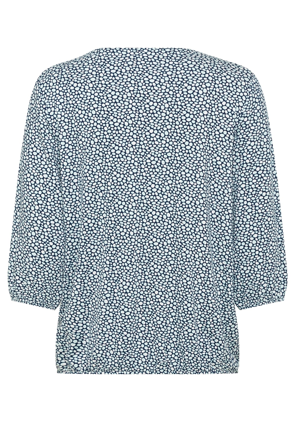 Viscose Blend 3/4 Sleeve Allover Pebble Print Split V-Neck T-Shirt