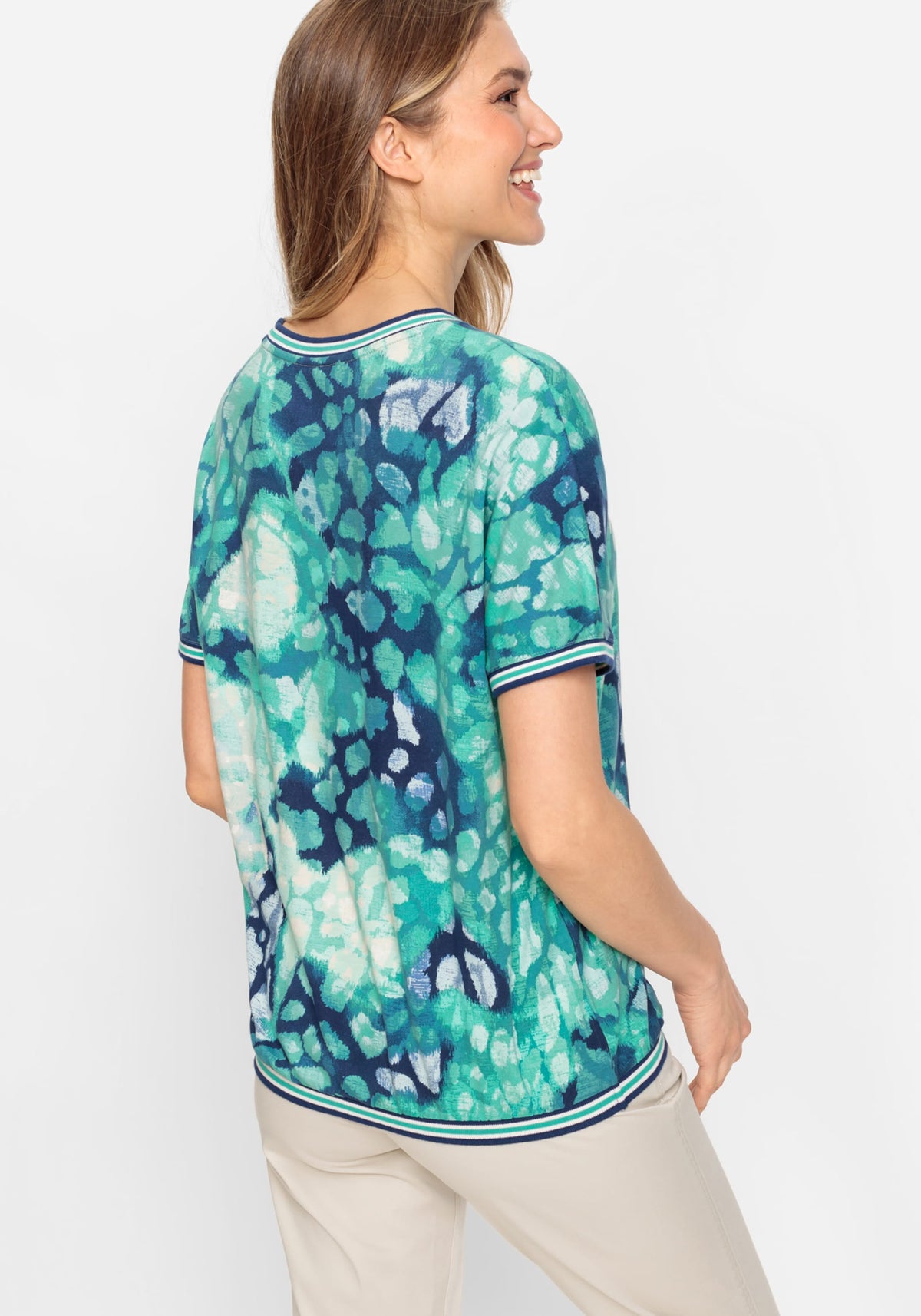 Viscose Blend Short Sleeve Water Print T-Shirt containing LENZING™ ECOVERO™ Viscose