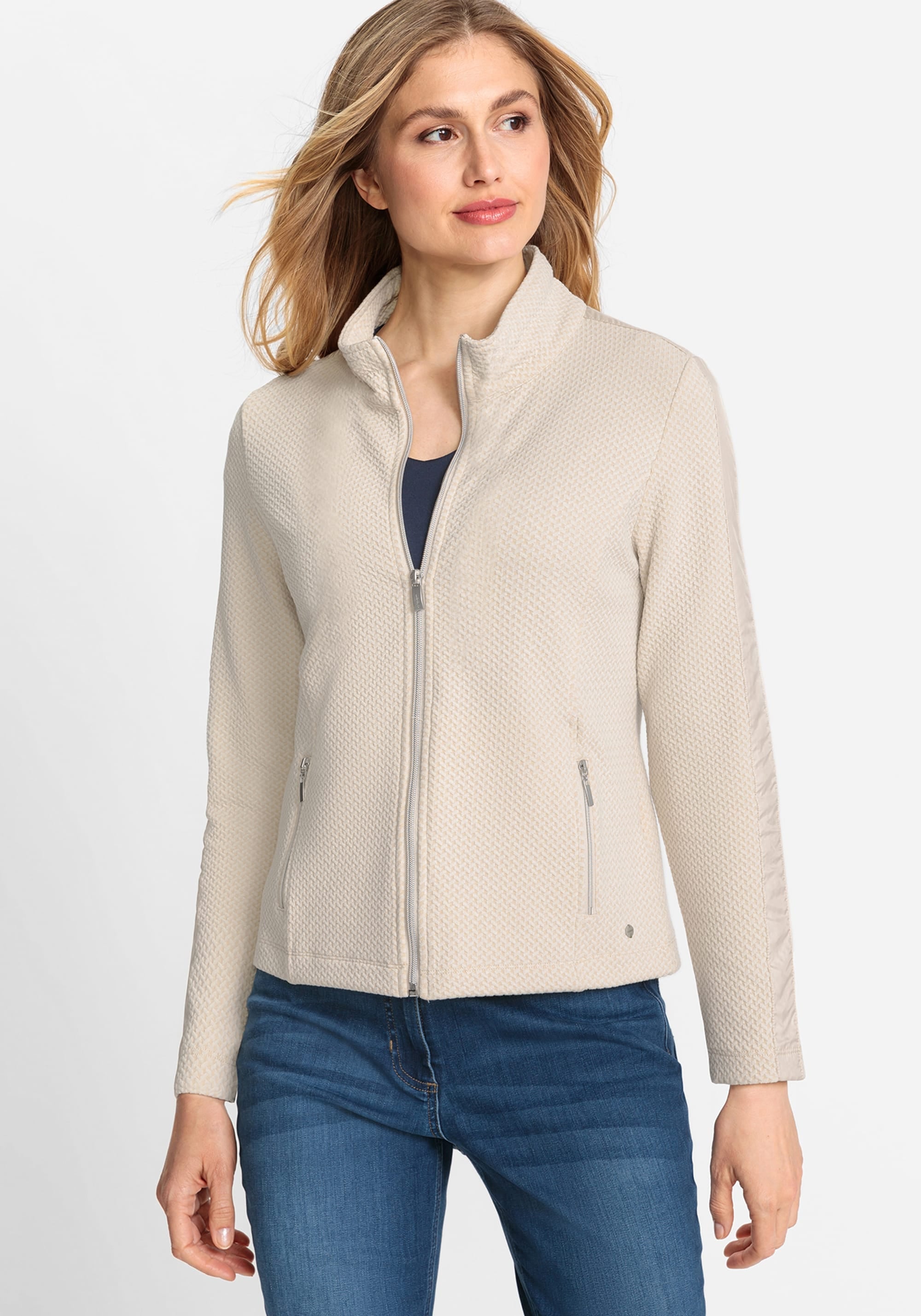 Mock Neck Zip Front Jersey Jacket - Olsen Fashion Canada