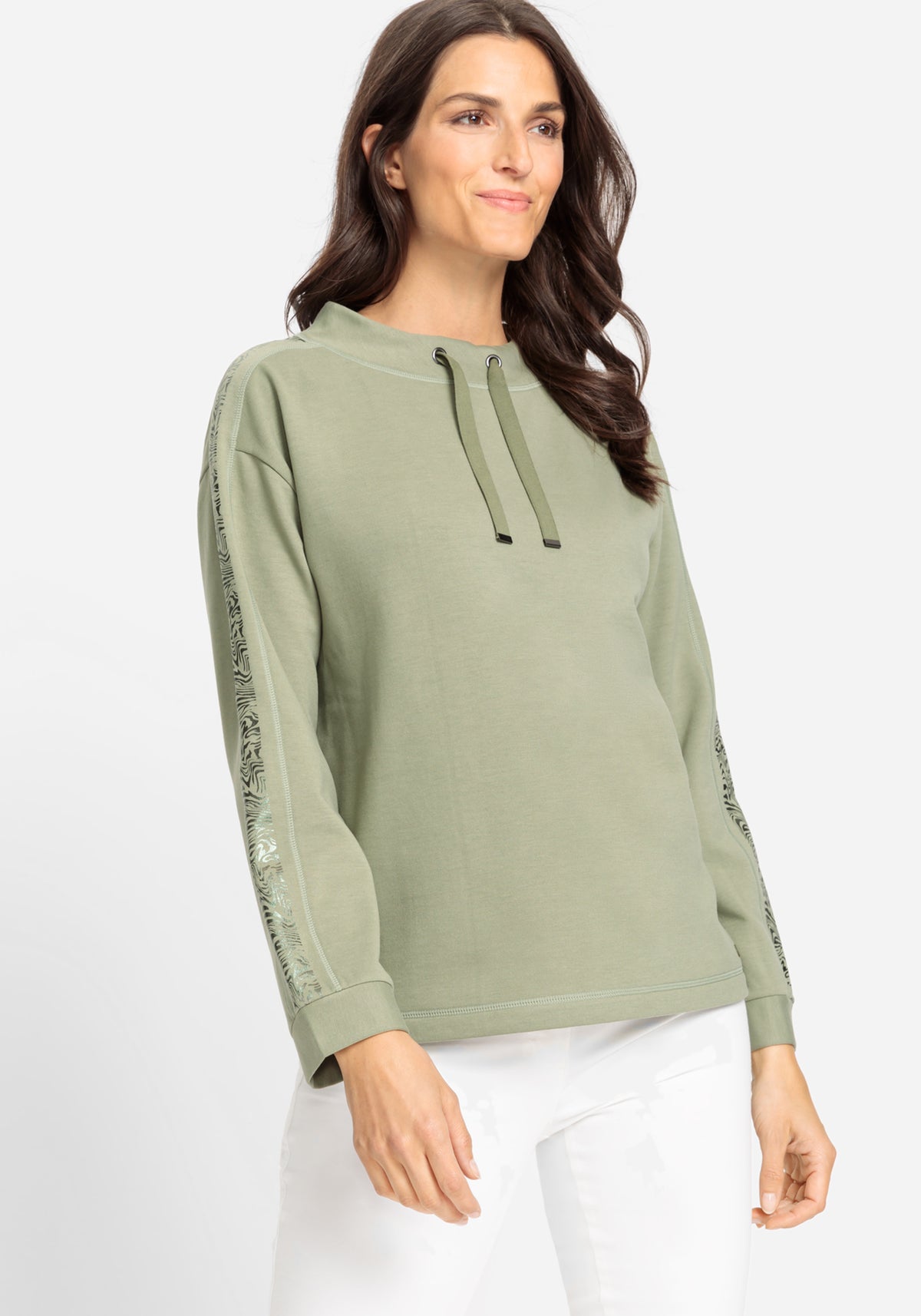 Jersey Top with Embellished Sleeves