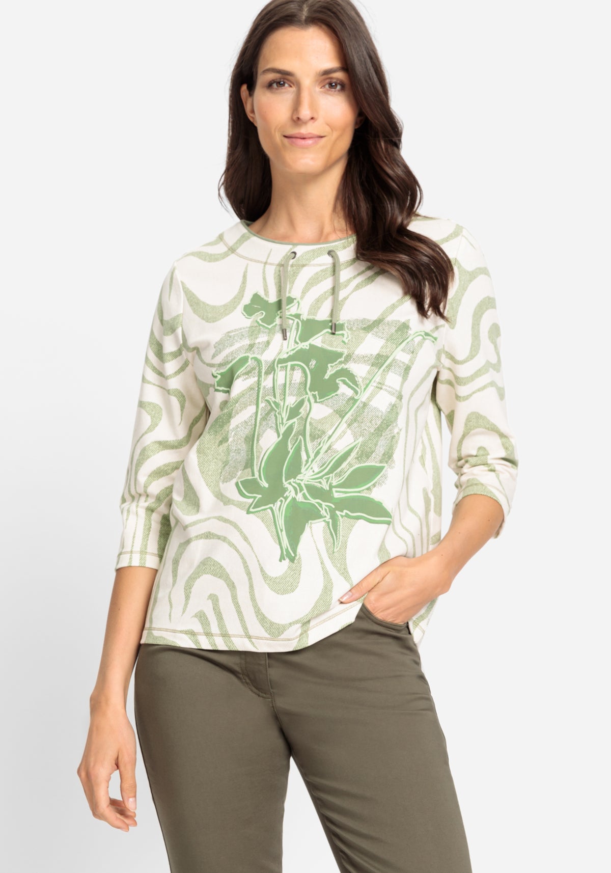 Cotton Blend Printed Jersey Top