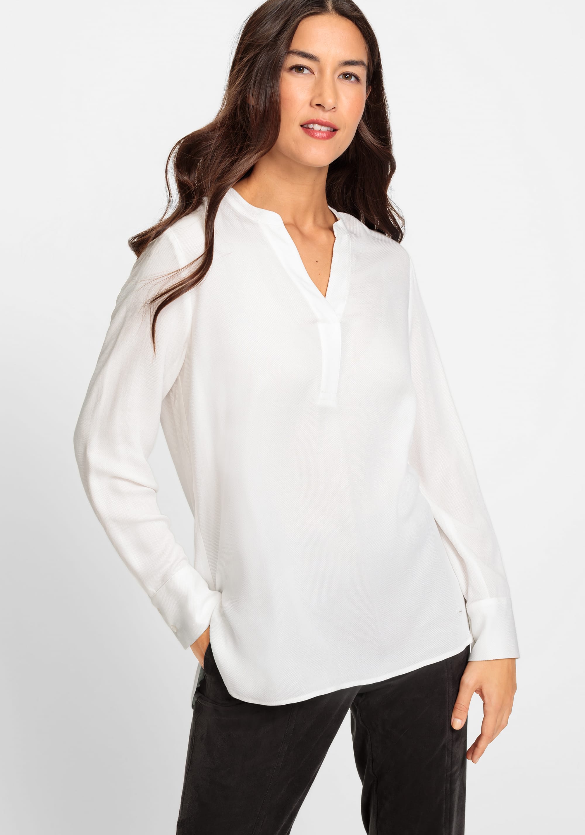 fesfesfes Women's Long Sleeve Crew Neck Tunic Tops Buttons Side