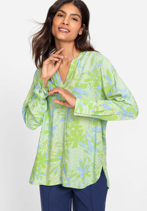 Long Sleeve Abstract Floral Tunic Blouse - Olsen Fashion Canada