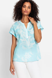 100% Cotton Short Sleeve Paisley Tunic Blouse