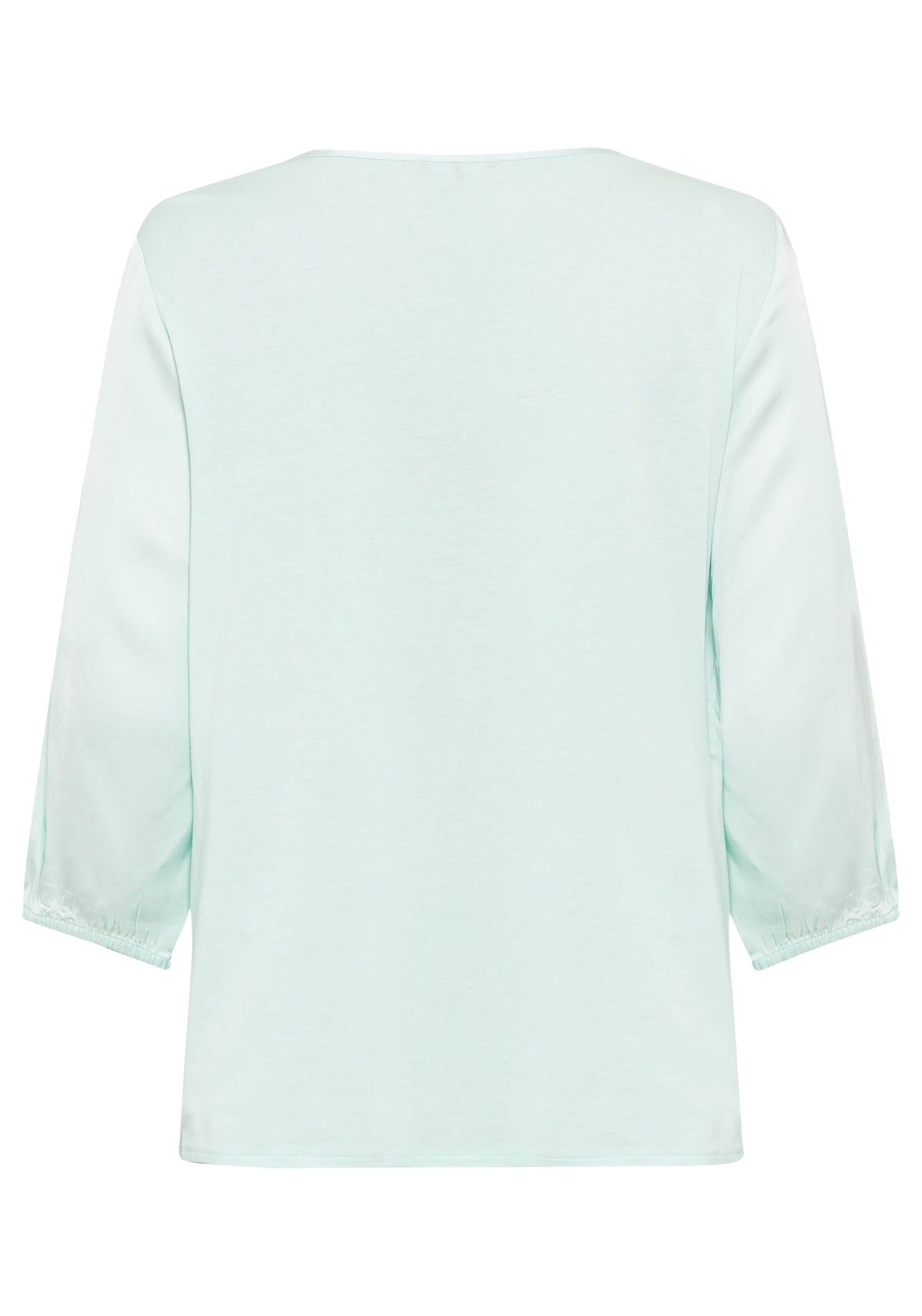 3/4 Sleeve T-Shirt Solid Satin Effect T-Shirt with Keyhole Neckline