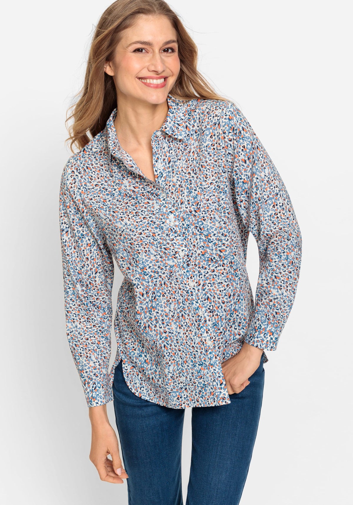 Chemise en coton viscose à imprimé léopard