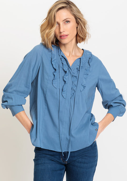 Cotton Viscose Ruffle Shirt