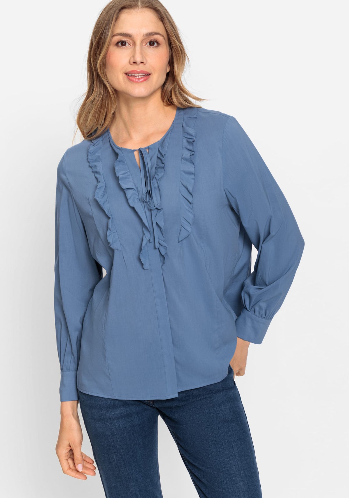 Chemise à volants en coton et viscose