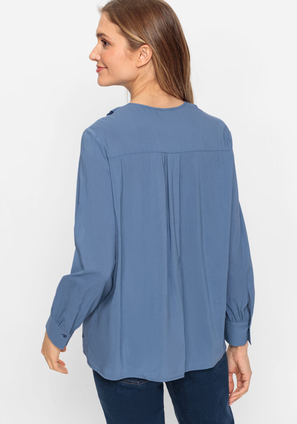 Chemise à volants en coton et viscose