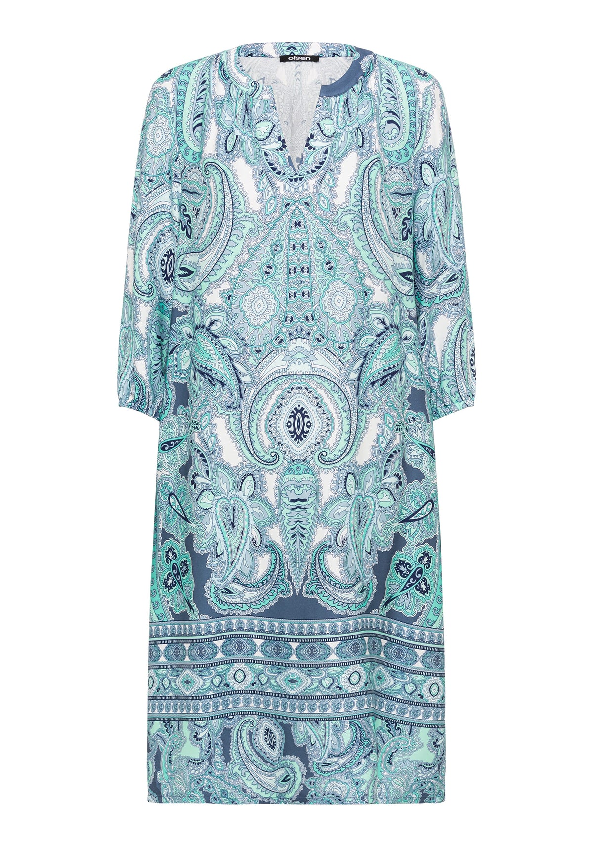 3/4 Sleeve Paisley Tunic Dress