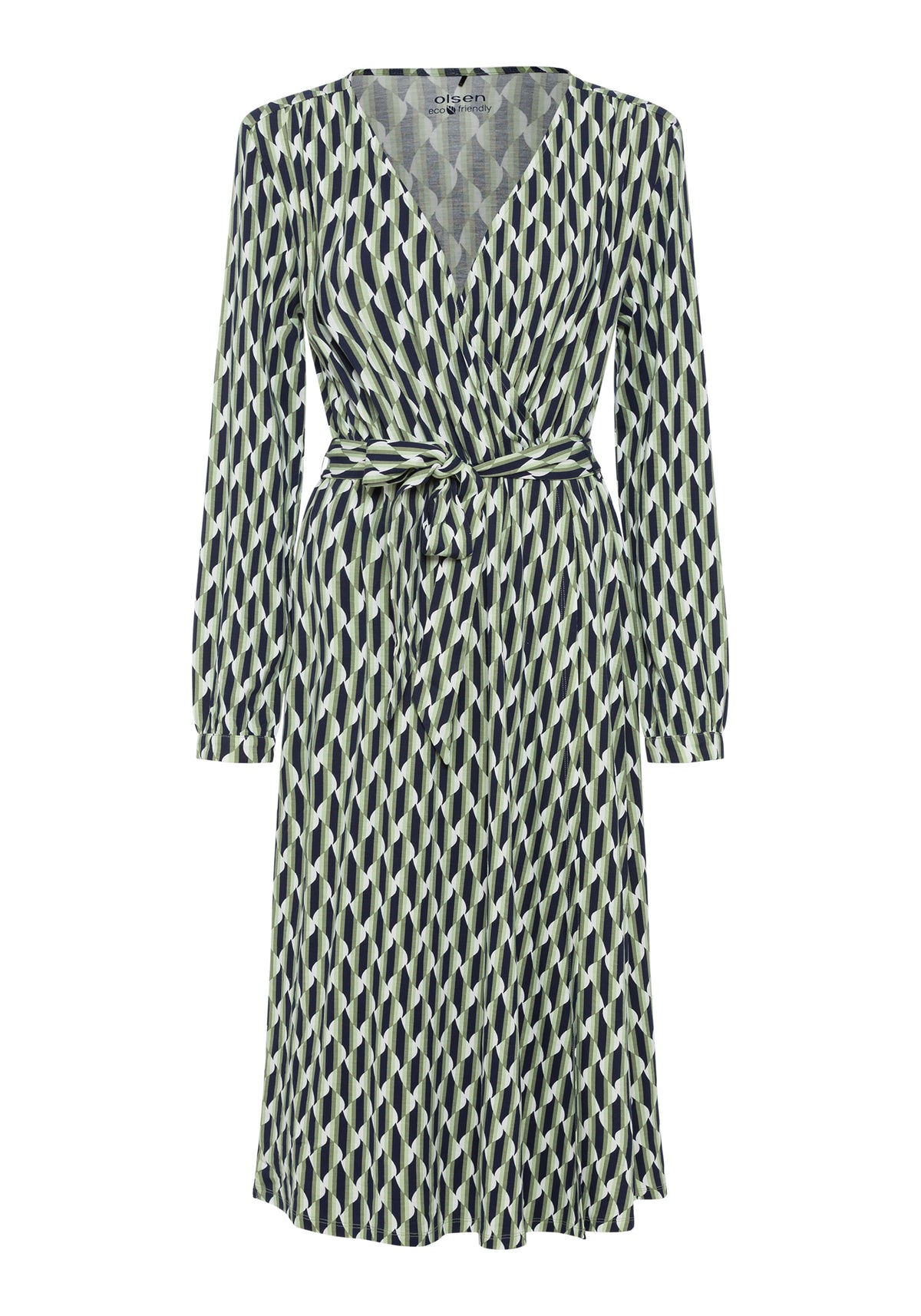 Faux Wrap A-Line Retro Print Dress