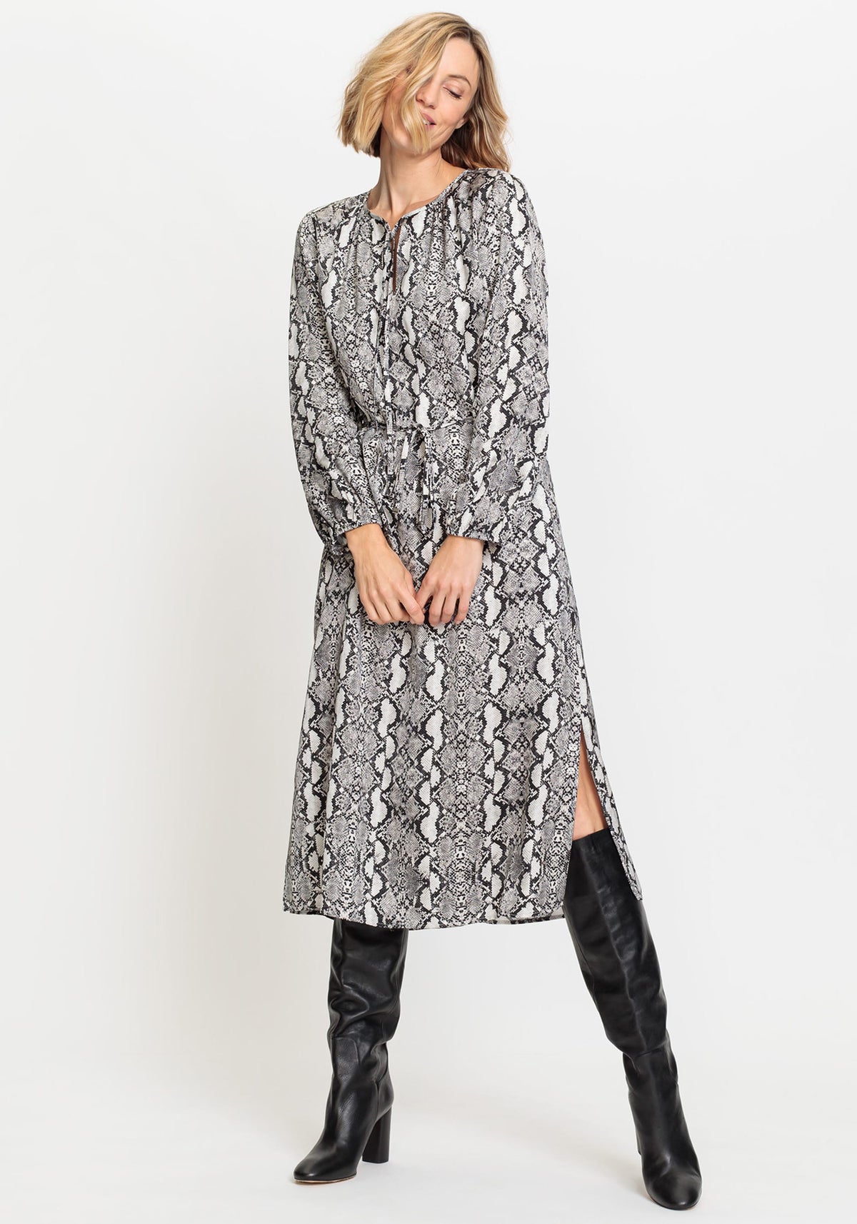 Snake Print Midi Tunic Dress