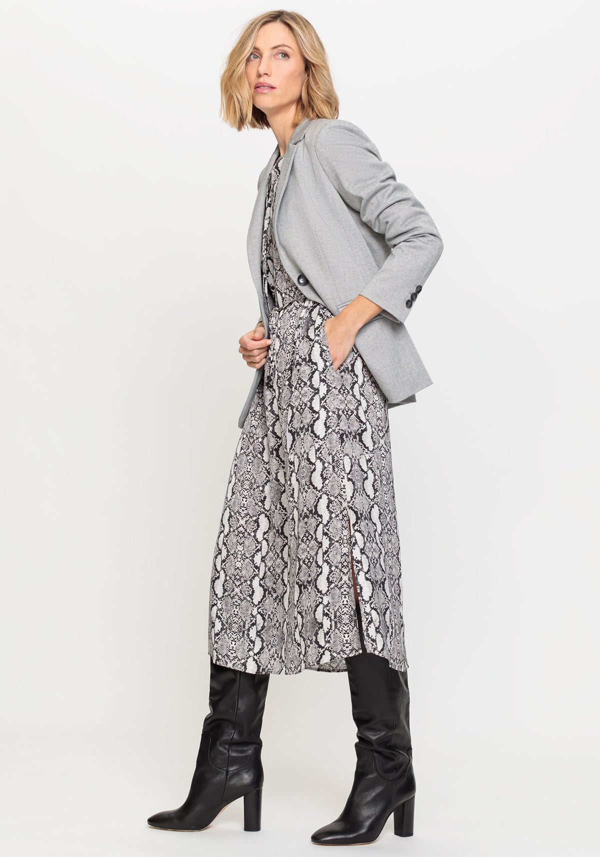 Snake Print Midi Tunic Dress