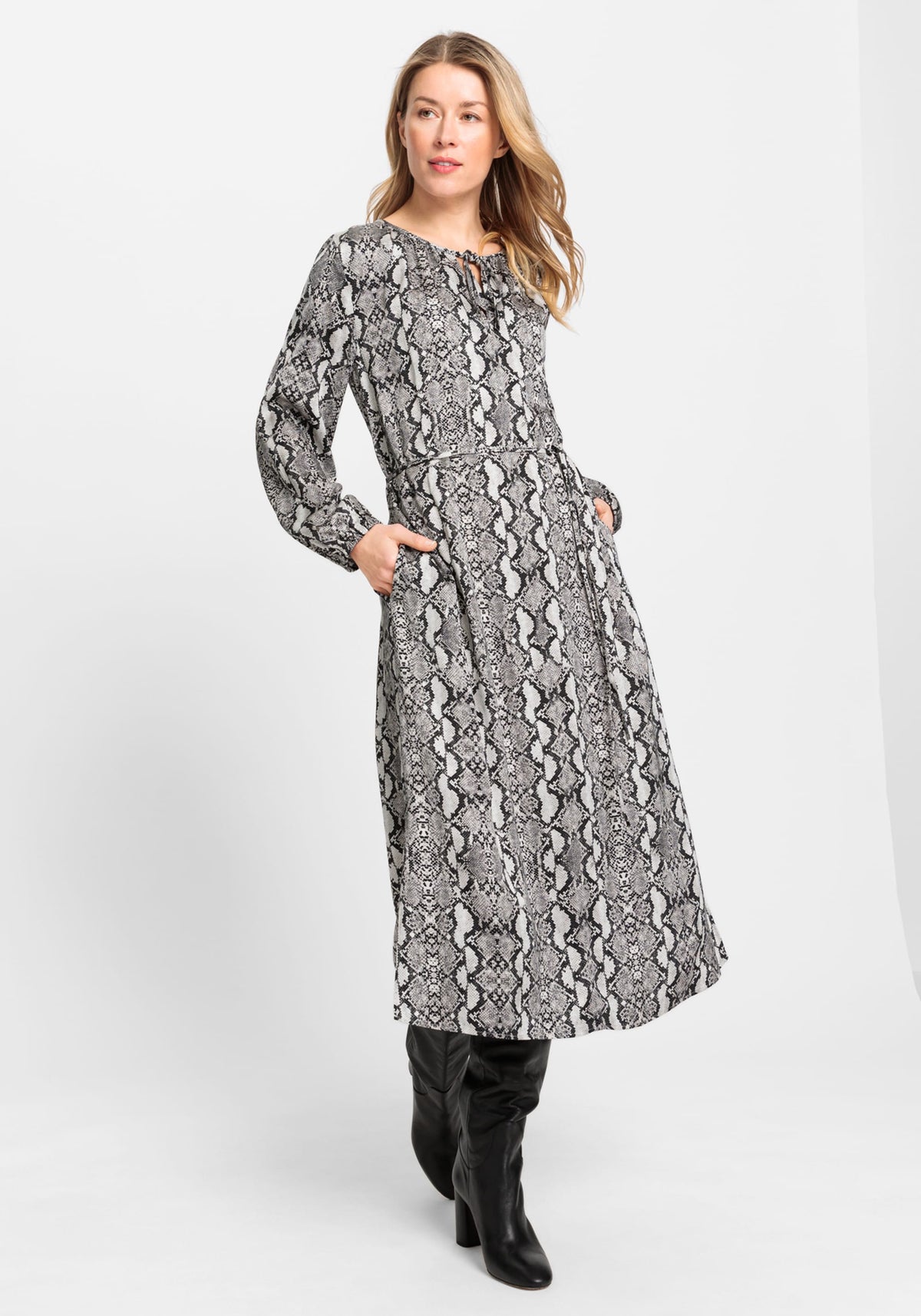 Snake Print Midi Tunic Dress