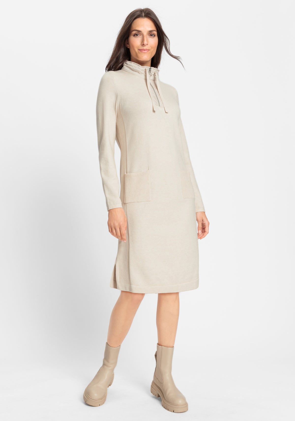 Viscose Blend 1/4 Zip Sweater Dress