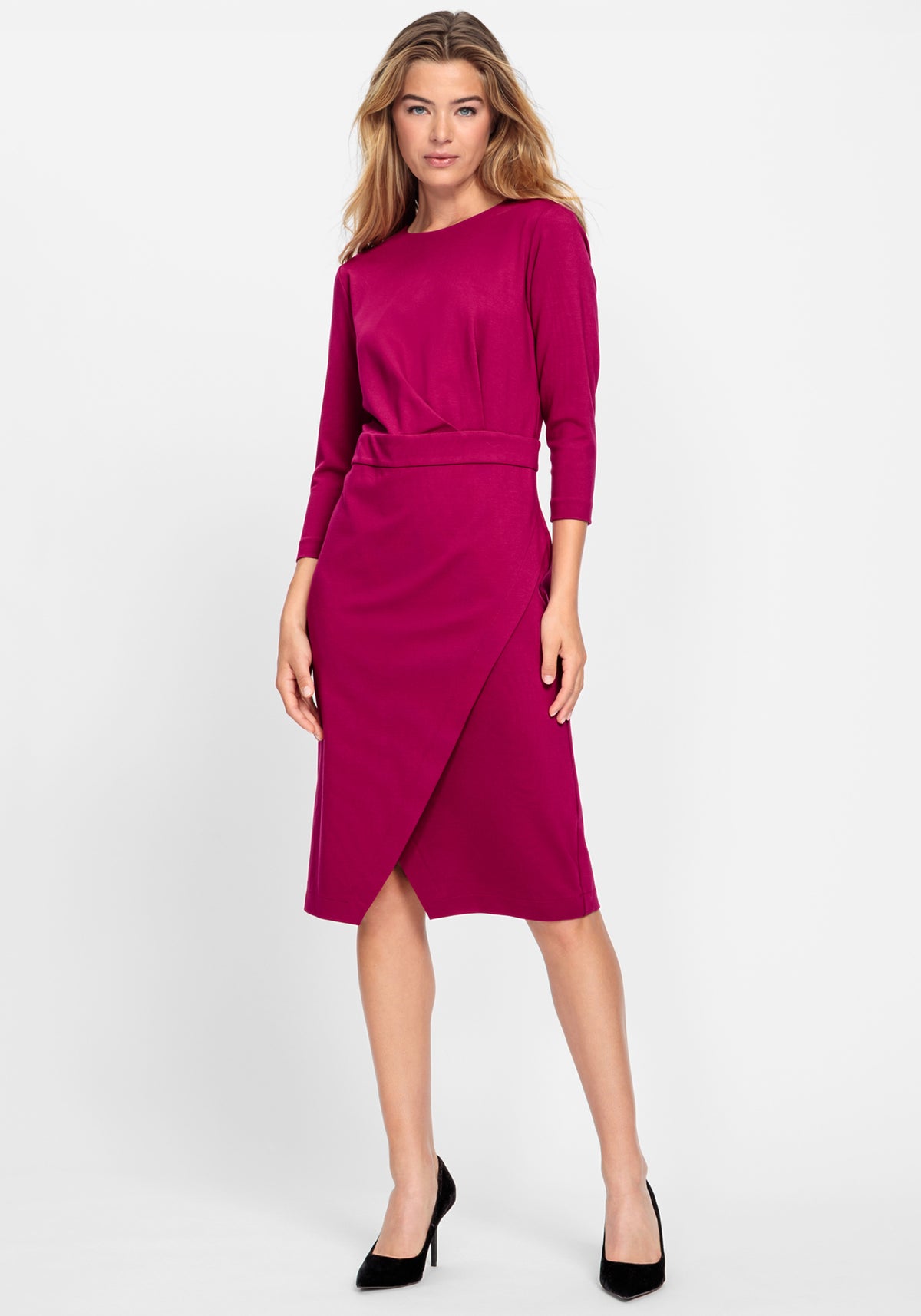 Jersey Knit Faux Wrap Dress