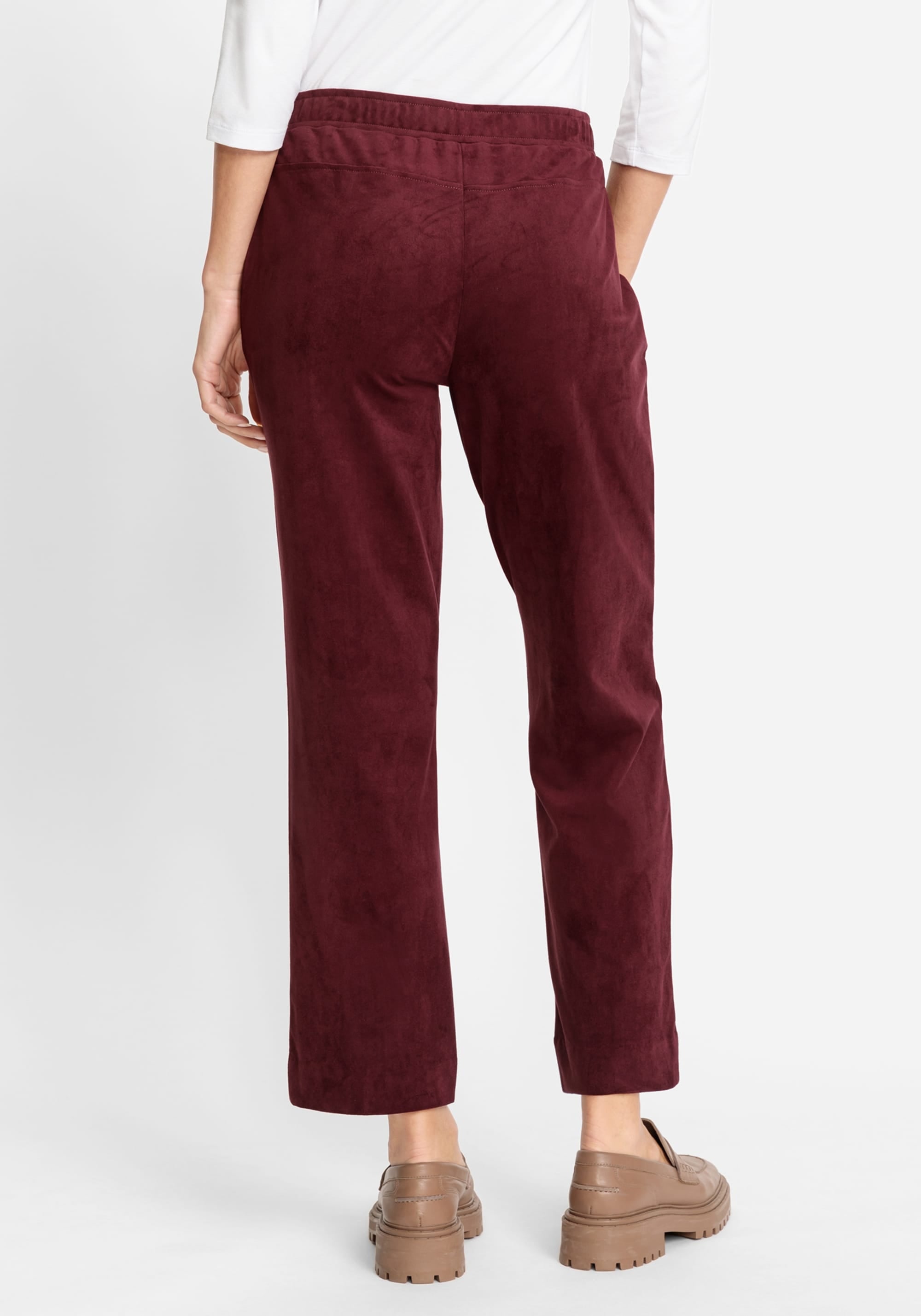 Stretch-suede straight-leg pants