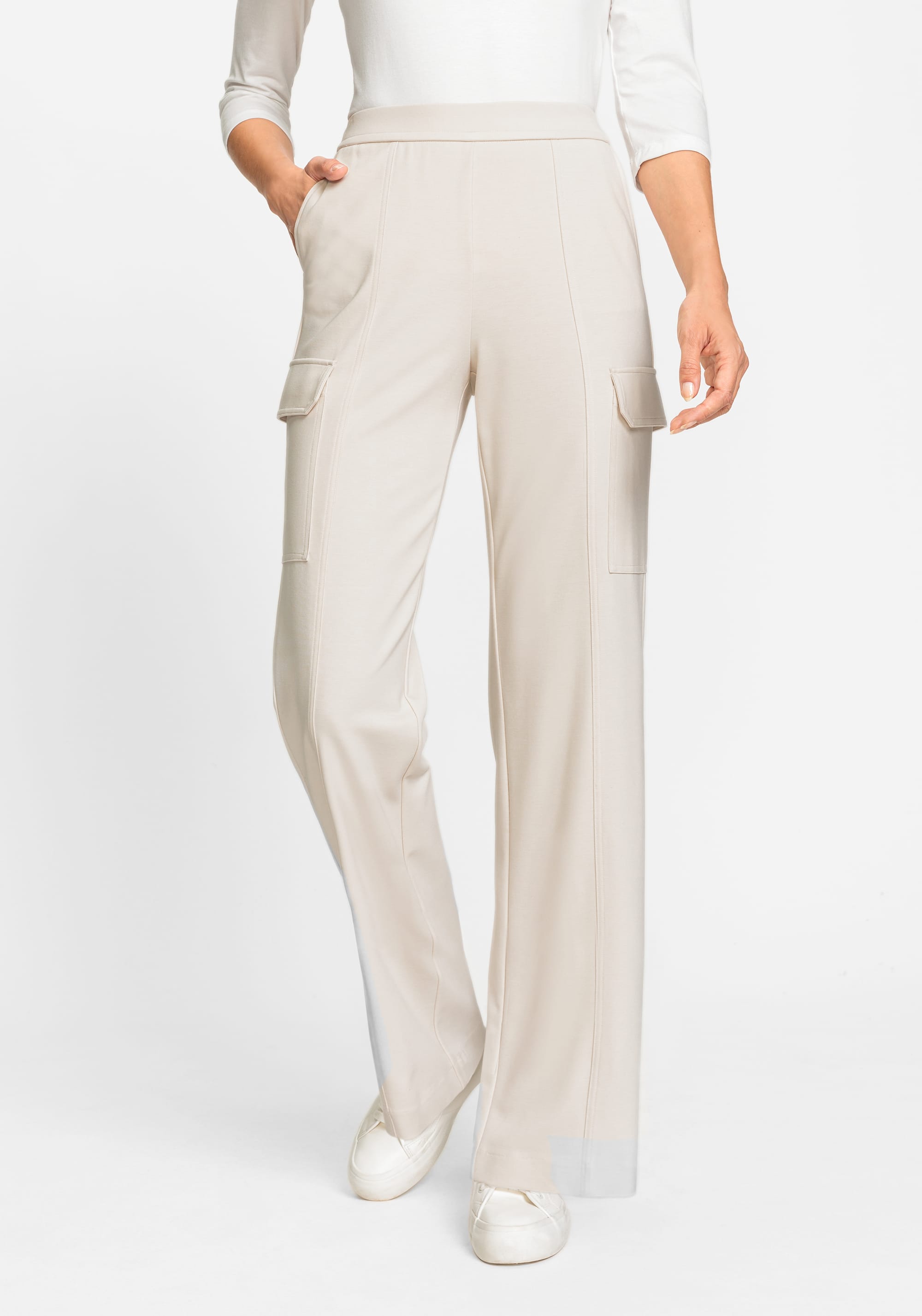 Women's Cargo Pants With Side Pocket Detail Beige –