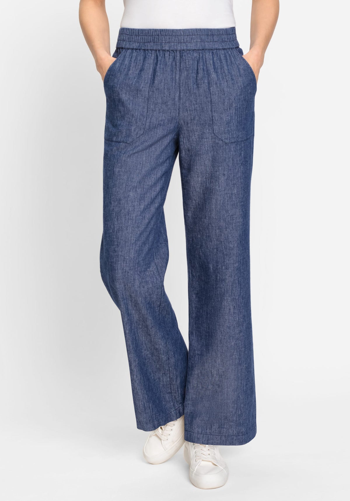 Anna Fit Wide Leg Linen Blend Pull-On Pant